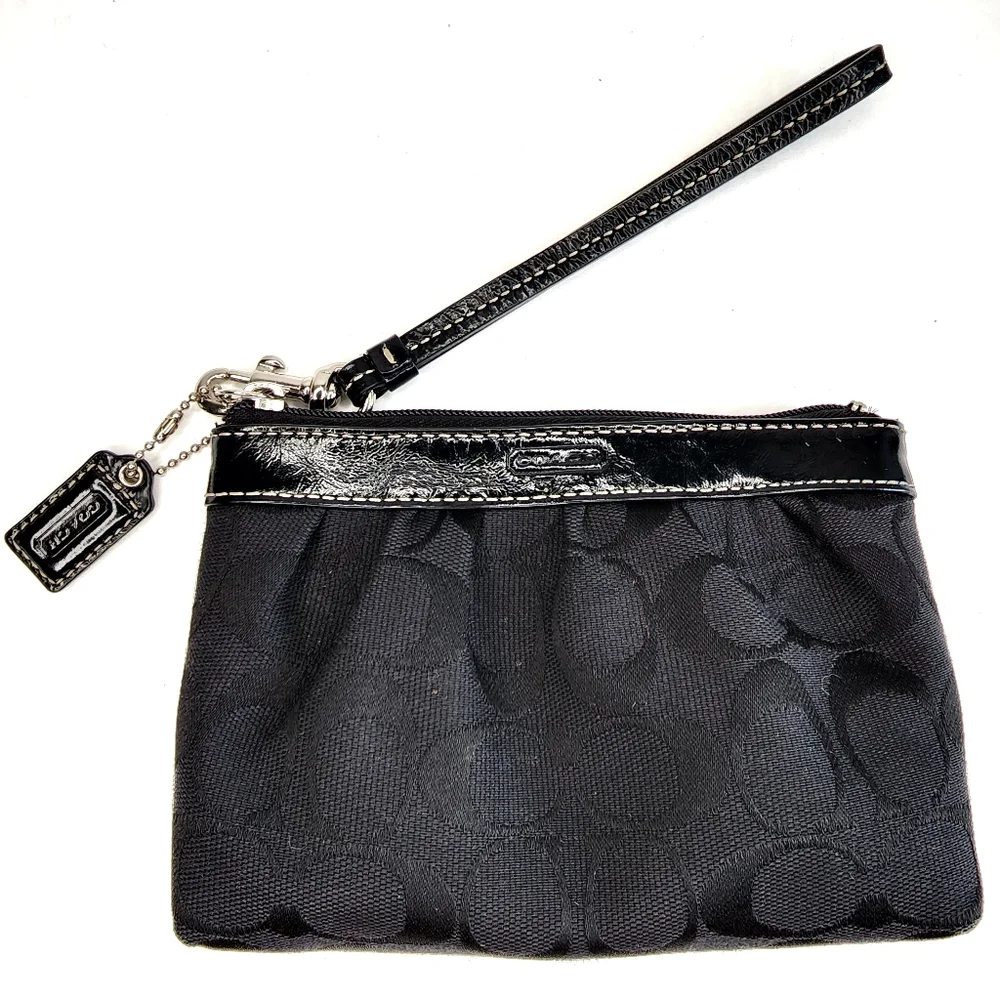 Coach Black Signature Wristlet